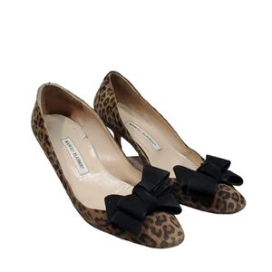 Manolo Blahnik Womens Animal Print Bows Heels shoes sz 41/11